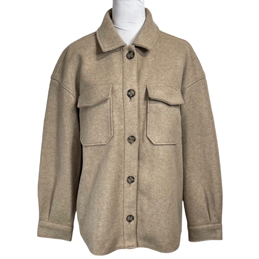 Avec Les Filles Boyfriend Shacket Jacket Wool Look Structured Size M Neutral
